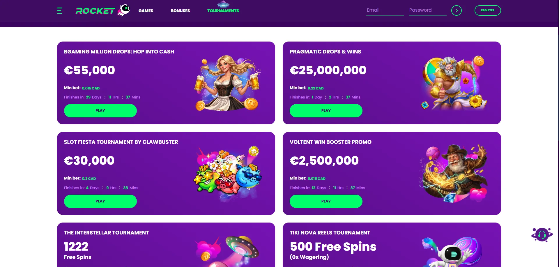 Casino Rocket mobile bonus offers and free spins promotions