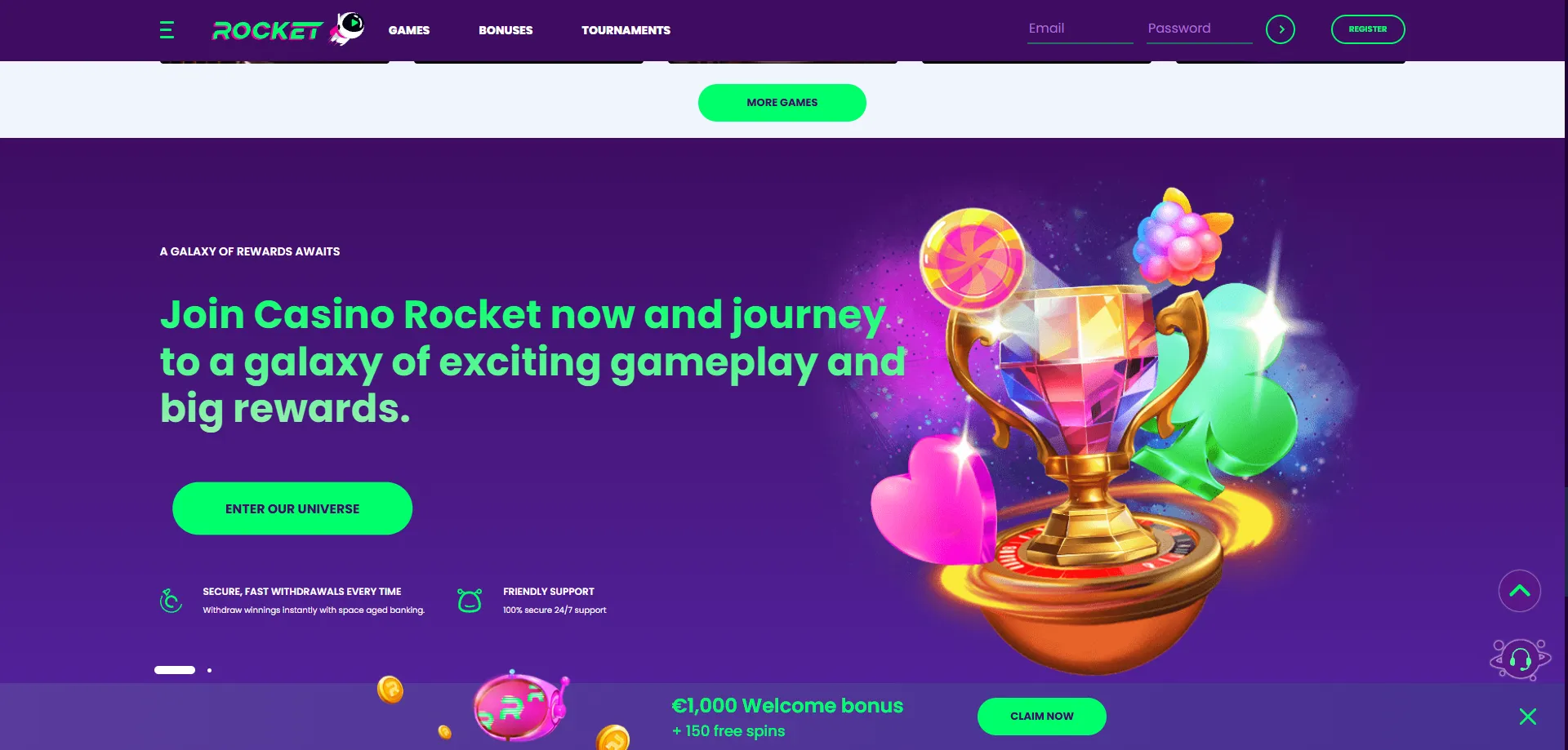 Casino Rocket mobile app — play pokies on smartphone and tablet