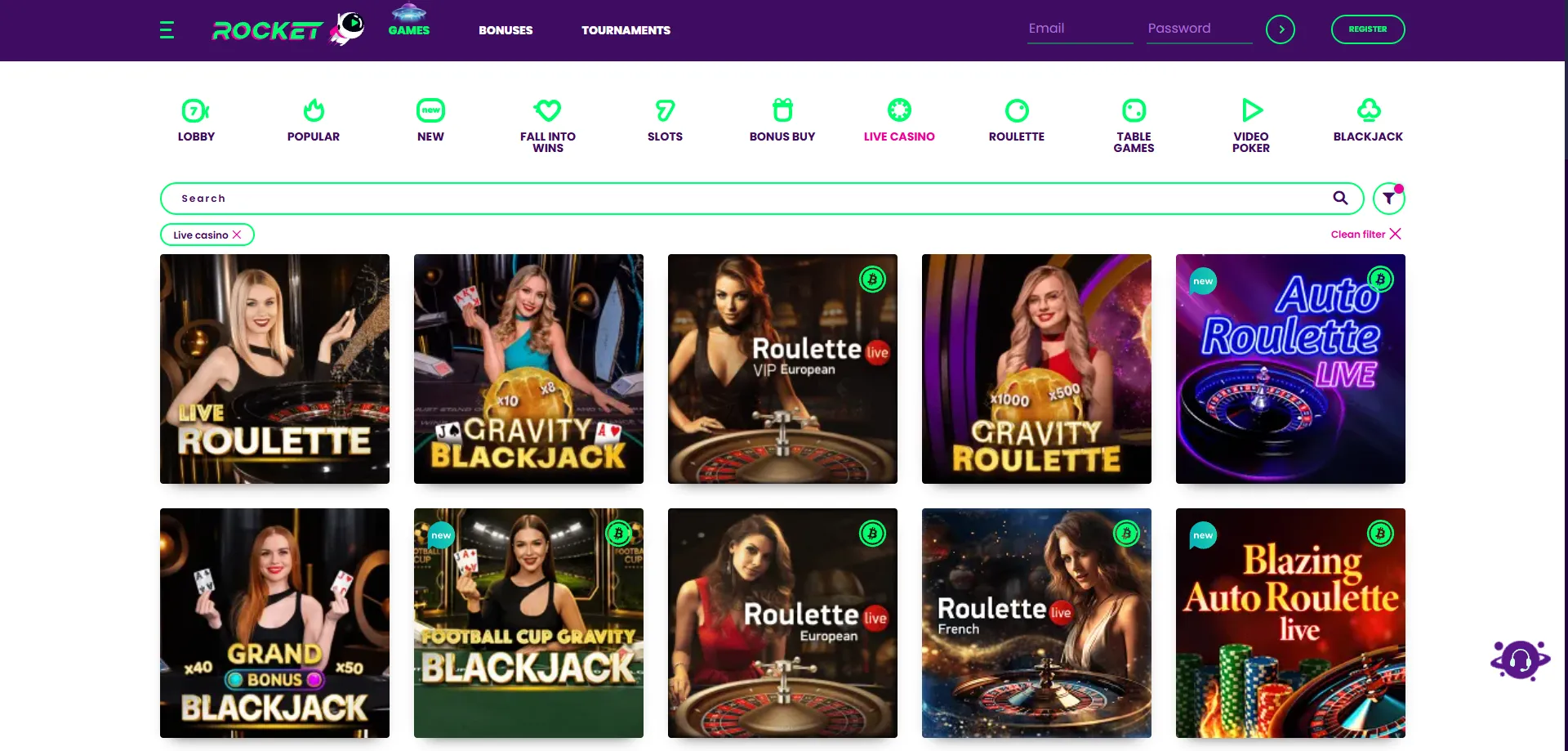 Casino Rocket live dealer tables — roulette and blackjack in HD
