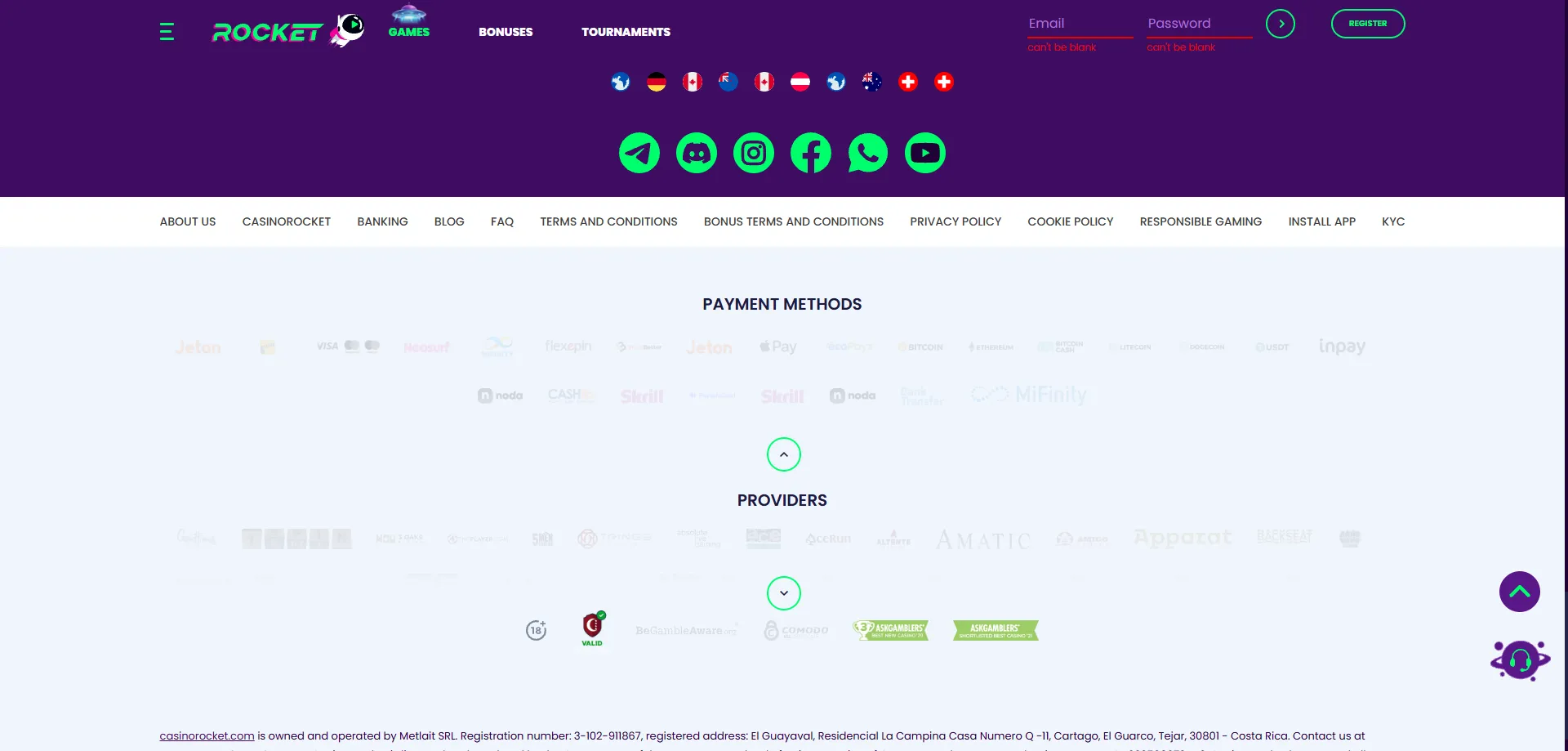 Casino Rocket deposit and withdrawal methods — AUD and crypto options